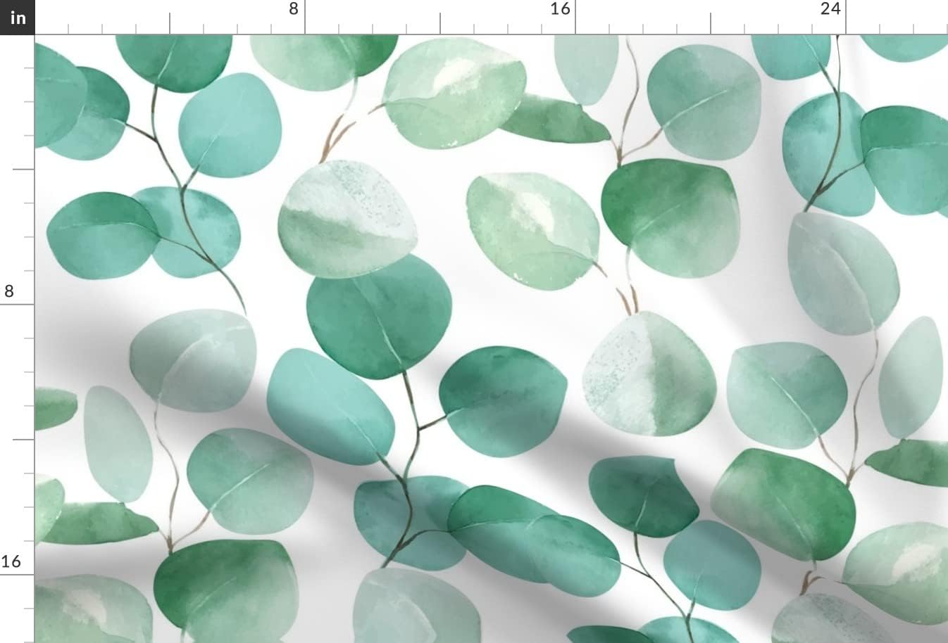 Spoonflower Fabric - Watercolor Eucalyptus Leaves Pattern Green Nature Light Leaf Plant Printed on Minky Fabric by The Yard - Sewing Baby Blankets Quilt Backing Plush