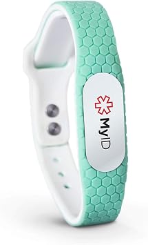 myID Hive Medical ID Bracelet for Diabetes Epilepsy Autism and More - Silver Pod (S/M, Mint)