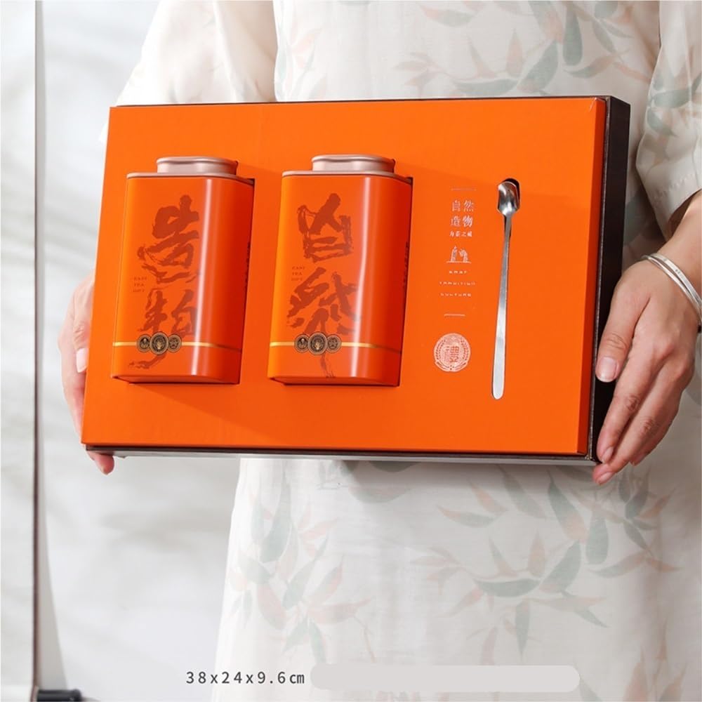 ULTRAWAVE Latas De Té Contenedor de Almacenamiento de té a Granel, Tarro de Cocina, Lata sellada, Juego de té Retro, Caja de Regalo de Doble Lata, Caja vacía Tarro para Guardar Té(C)