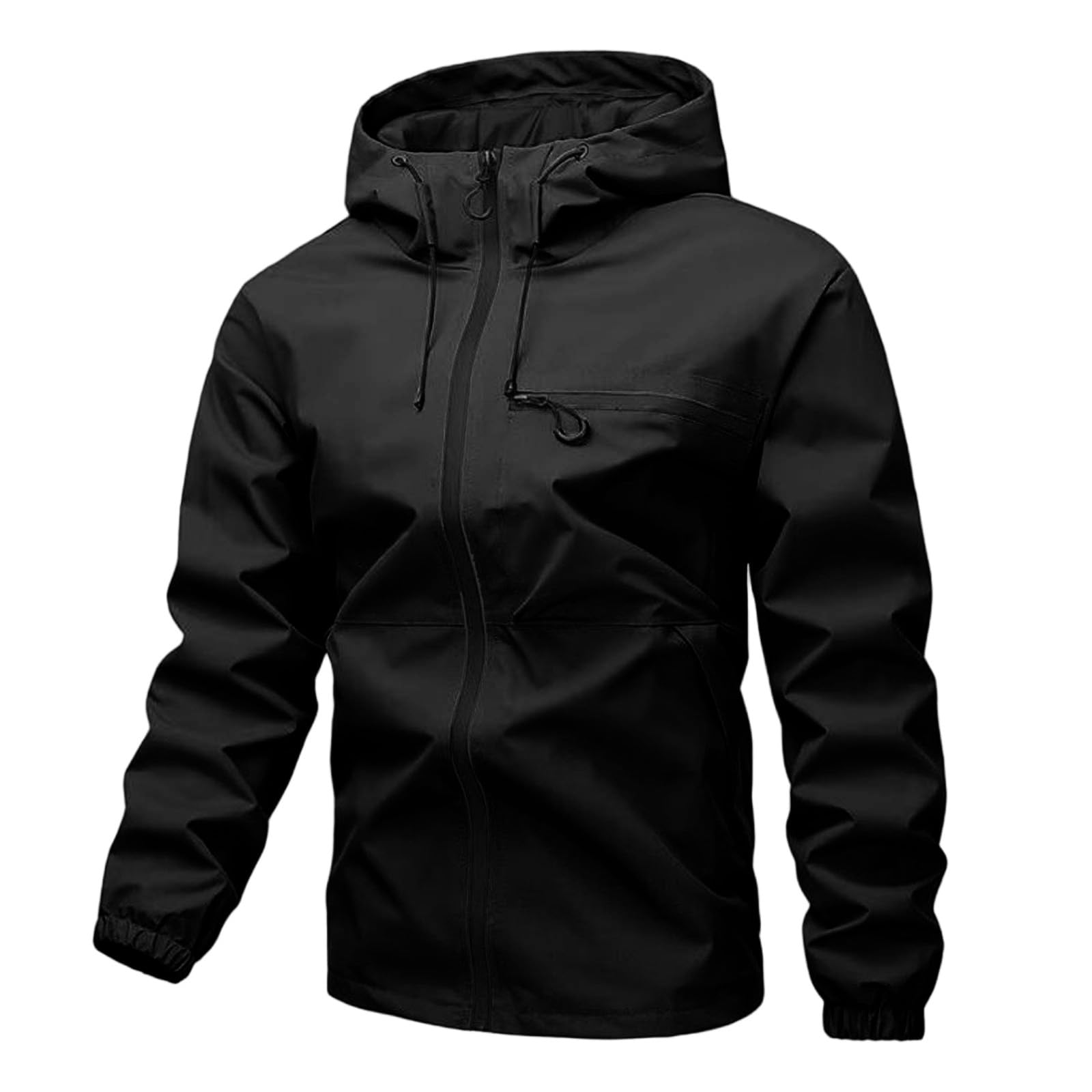 Chubasquero para bicicleta para hombre, transpirable, ligero, con capucha, cortavientos, chaqueta militar, chaqueta de ocio, chaqueta de senderismo, chaqueta funcional con cremallera