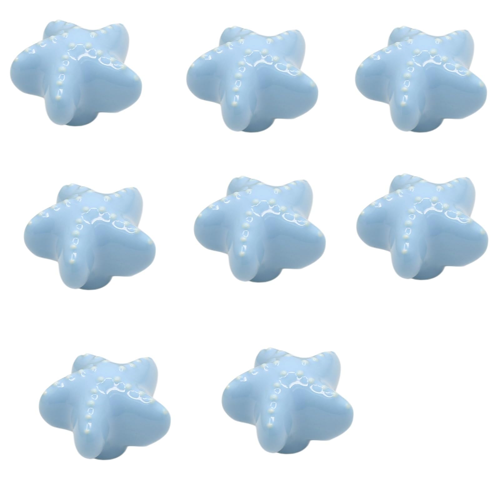 EBETA 10 pomelli per armadi per cameretta dei bambini, con viti, cassetti, serie Ocean, comò, maniglie per mobili in ceramica (stelle marine)