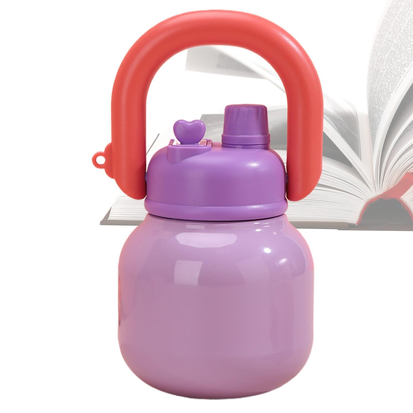 Borraccia in acciaio inox, 650 ml, a prova di perdite, con maniglia per il trasporto, borraccia termica in acciaio inox per escursioni, picnic, ragazze, adolescenti, bambini, scuola, campeggio