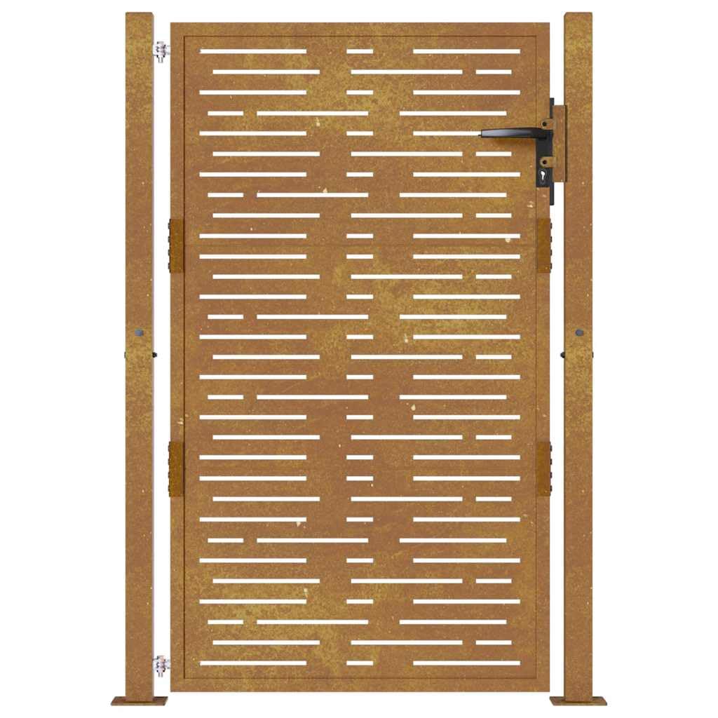 Portal de jardín de acero corten 100 x 125 cm, diseño cuadrado con postes