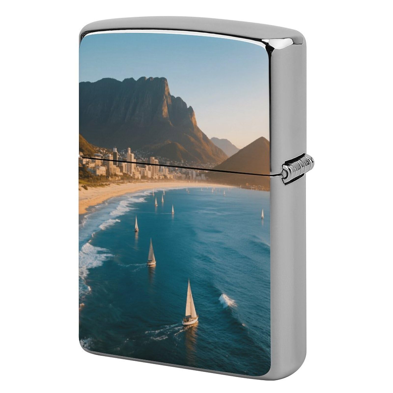 Fekiloot Style Mountains And Coastline Lighter Case Cover Metal Lighter Case