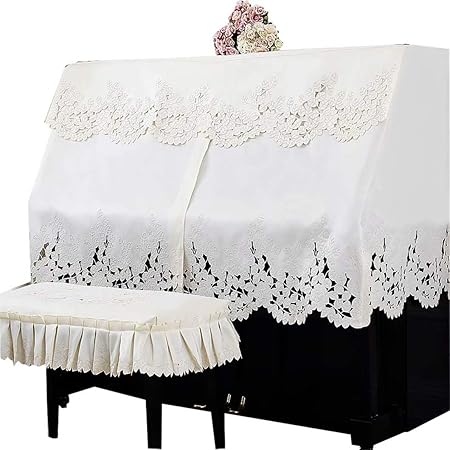 Amazon Co Jp アップライトピアノカバー ピアノカバー ハーフカバー 防塵カバー 耐久性 高級 上品 ピアノ カバー 間口148 153cm通用 厚手 刺繍 人気 直立型 アイボリー おしゃれ かわいい エレガント フリル ピアノカバーのみ Himeno 楽器 音響機器