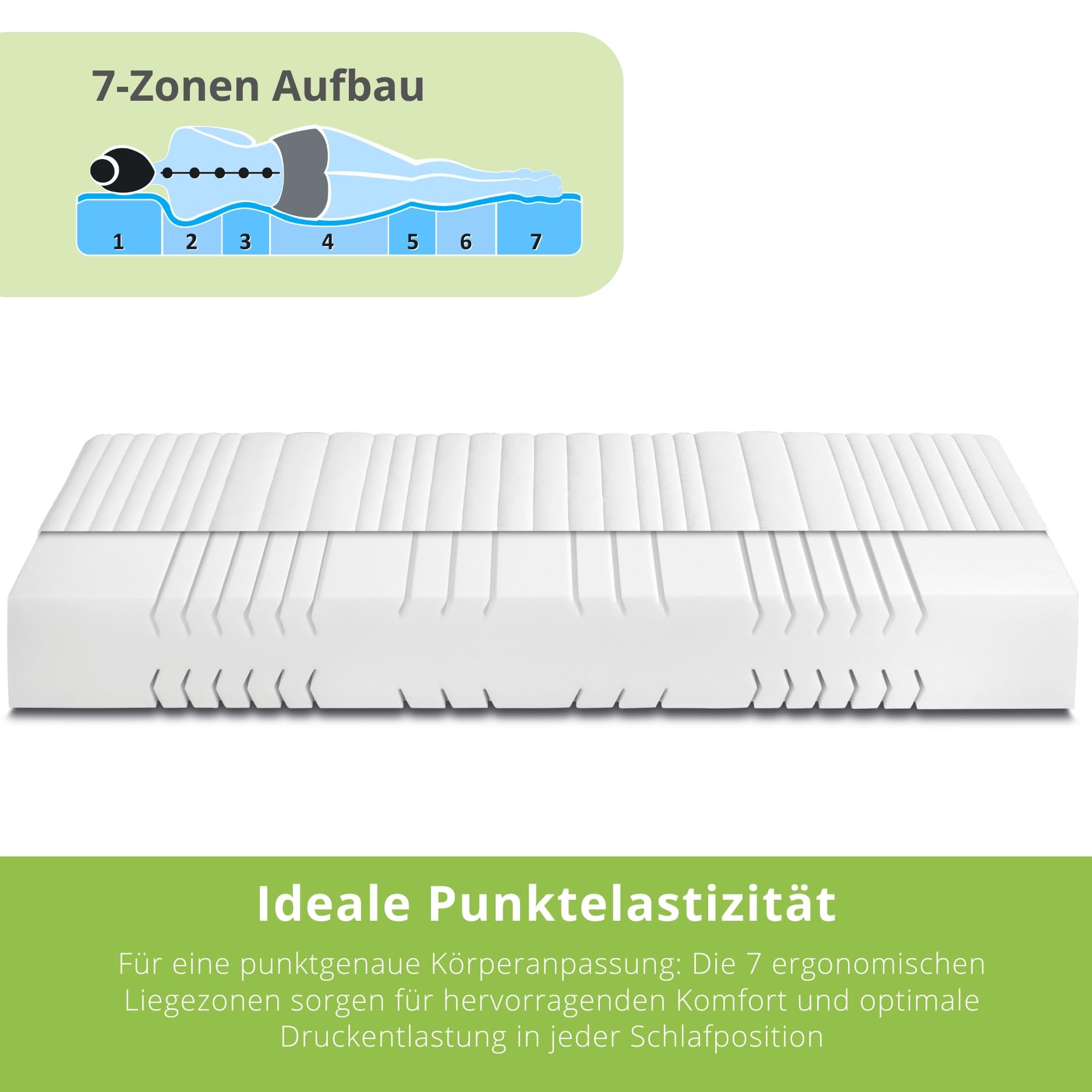 Bodyprotect Kaltschaummatratze Vital Protect 140x200 cm, orthopädische 7-Zonen Matratze Härtegrad H2 weich - mittelfest, Öko-Tex, ergonomische Schaumstoffmatratze Höhe 24 cm, Made in EU
