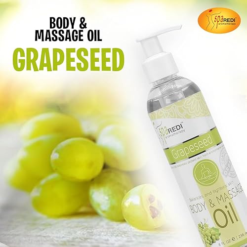 Miniatura 2 de SPA REDI - Aceite de masaje, semilla de uva, 8 onzas - Terapia de masaje profesional de cuerpo completo, manicura, pedicura - Relaja los músculos