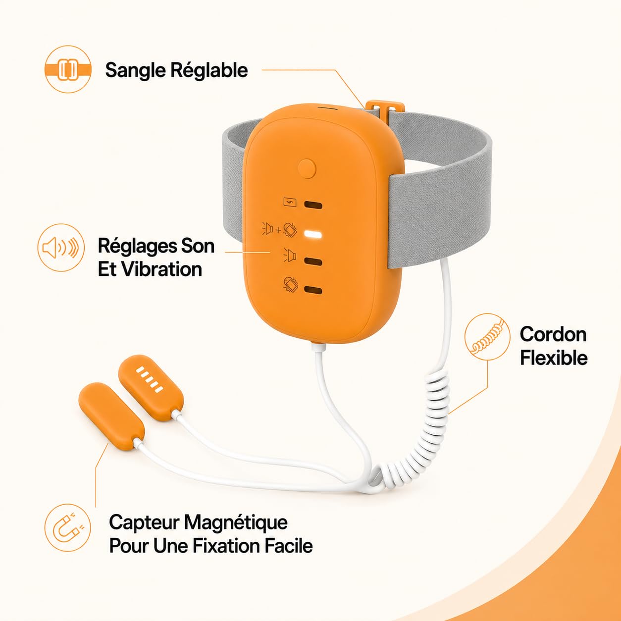 Alarme D’Énurésie Nocturne DodoGuard, Stop Pipi Enfant, Alarme Stop Pipi USB Rechargeable avec 3 Modes, Capteur Humidité Sensible pour Filles Et Garçons (Bleu)
