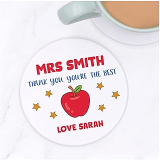 You're The Best Teacher Personalised Gift - Apple Teacher Gifts - Teaching Assistant, Head Teacher Thank You Gifts - Tea, Coffee, Drinks Coaster Gifts - Male Teacher Gifts - Female Teacher Gift