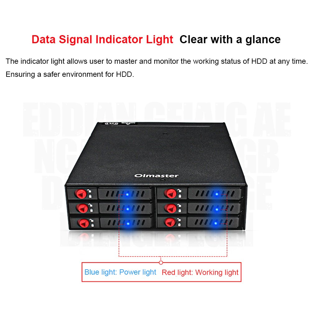 Brrnoo Backplane Mobile a 6 Alloggiamenti Rack Hot Swap per Dischi Rigidi HDD SSD da 2,5 Pollici con Ventola di Raffreddamento Blocco Tasti Trasmissione a 6 Gbps per Appassionati di