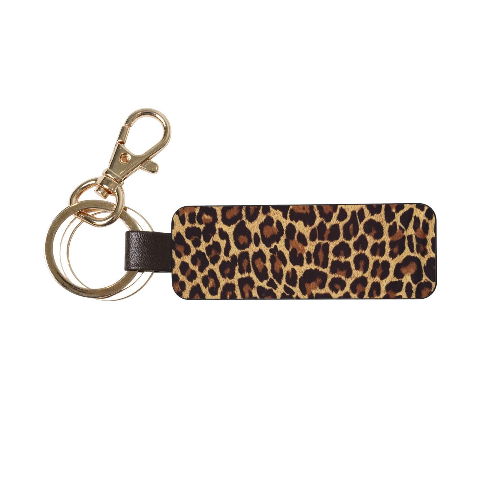 HCMuxisen Leopard Print 1, PU Leather Keychain, Keychains Keyring Key Chain Ring 1 pc
