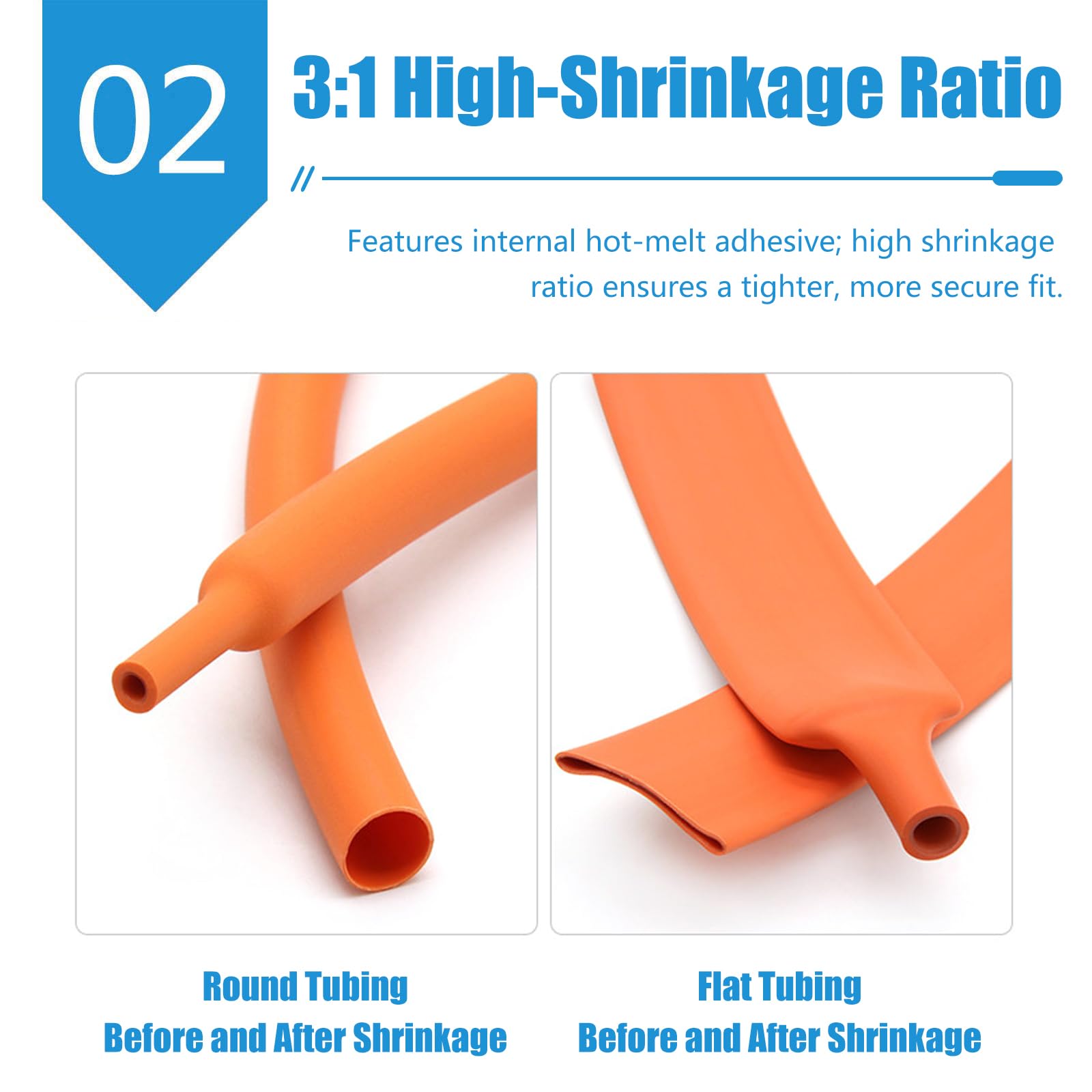 Gaine thermorétractable en polyéthylène orange 1 m avec doublure adhésive 3:1