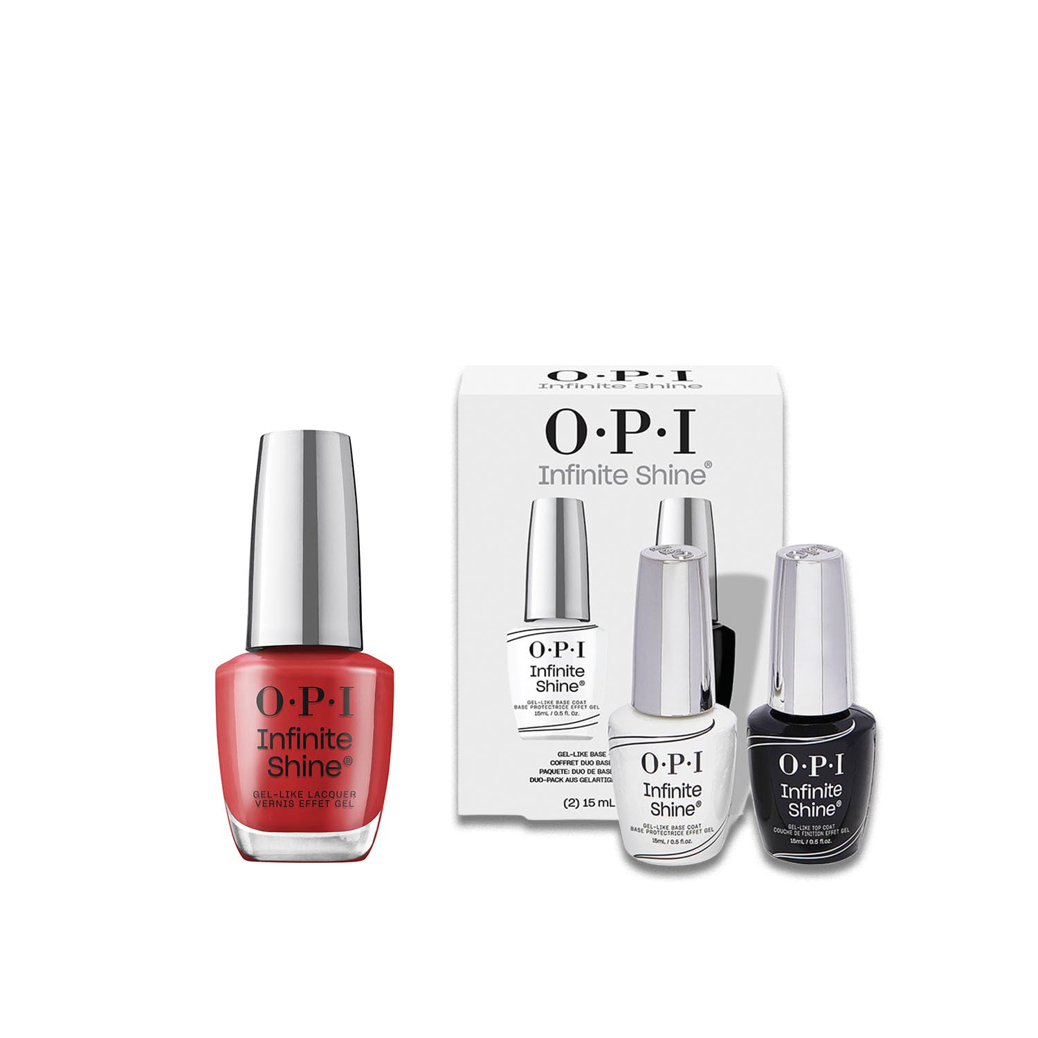 OPI Infinite Shine Big Apple Red | Kit Smalto + Base & Top Coat | Rosso Intenso | Smalto Semipermanente a Lunga Durata | 3x15ml