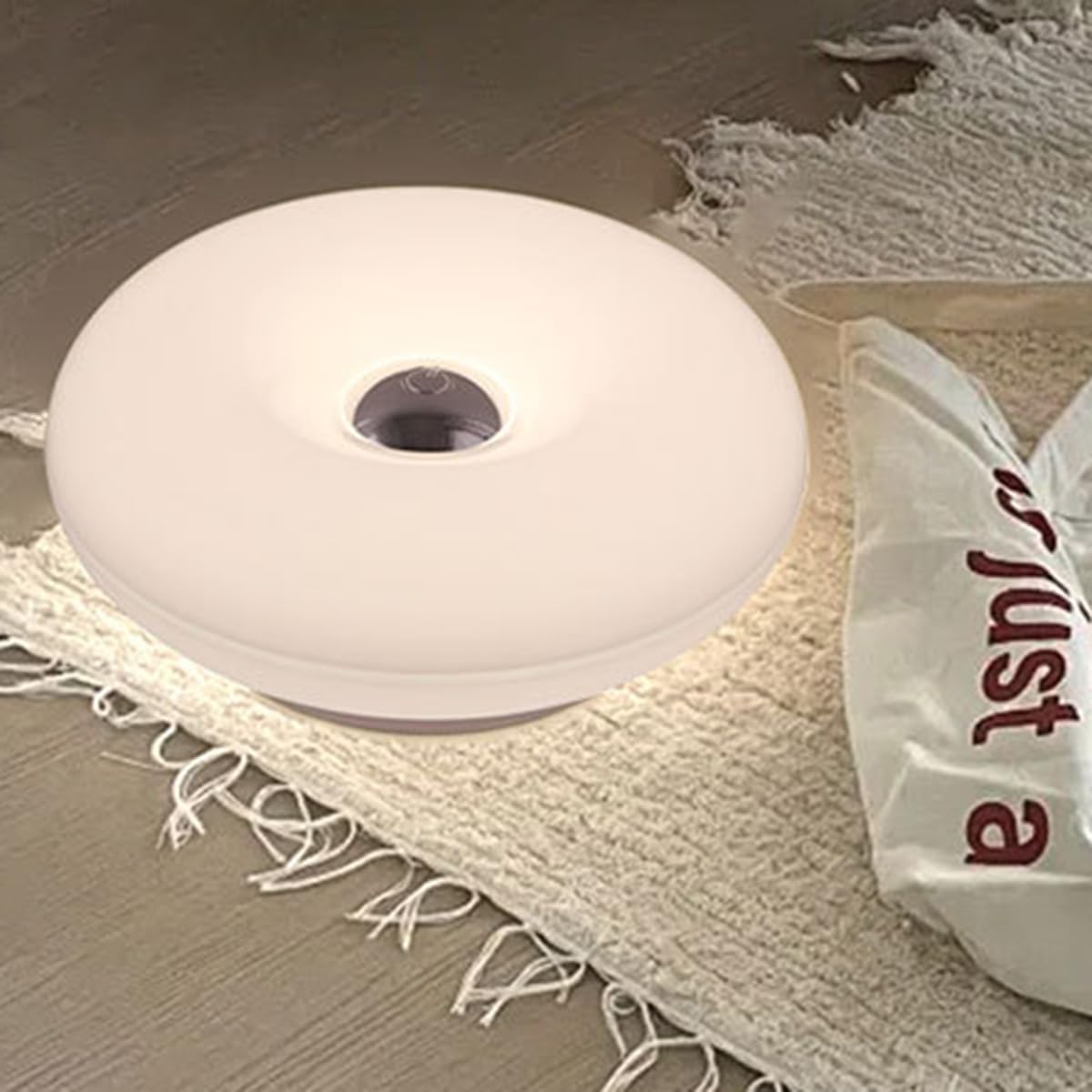 Lámpara Donut naranja LED recargable Lámpara de mesa Donut inalámbrica con regulador táctil Lámpara de mesa recargable por USB de 2000 mAh Lámpara de mesita de noche a pilas Lámpara decorativa,blanca