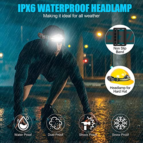 Led Headlamp Rechargeable, 1000 Lumen 230° Wide Beam Led Head Lamp With Motion Sensor, Super Bright Led Running Headlamp For Runner, Waterproof Lightweight Headband Light For Camping Hard Hat,2Pack #TOP5