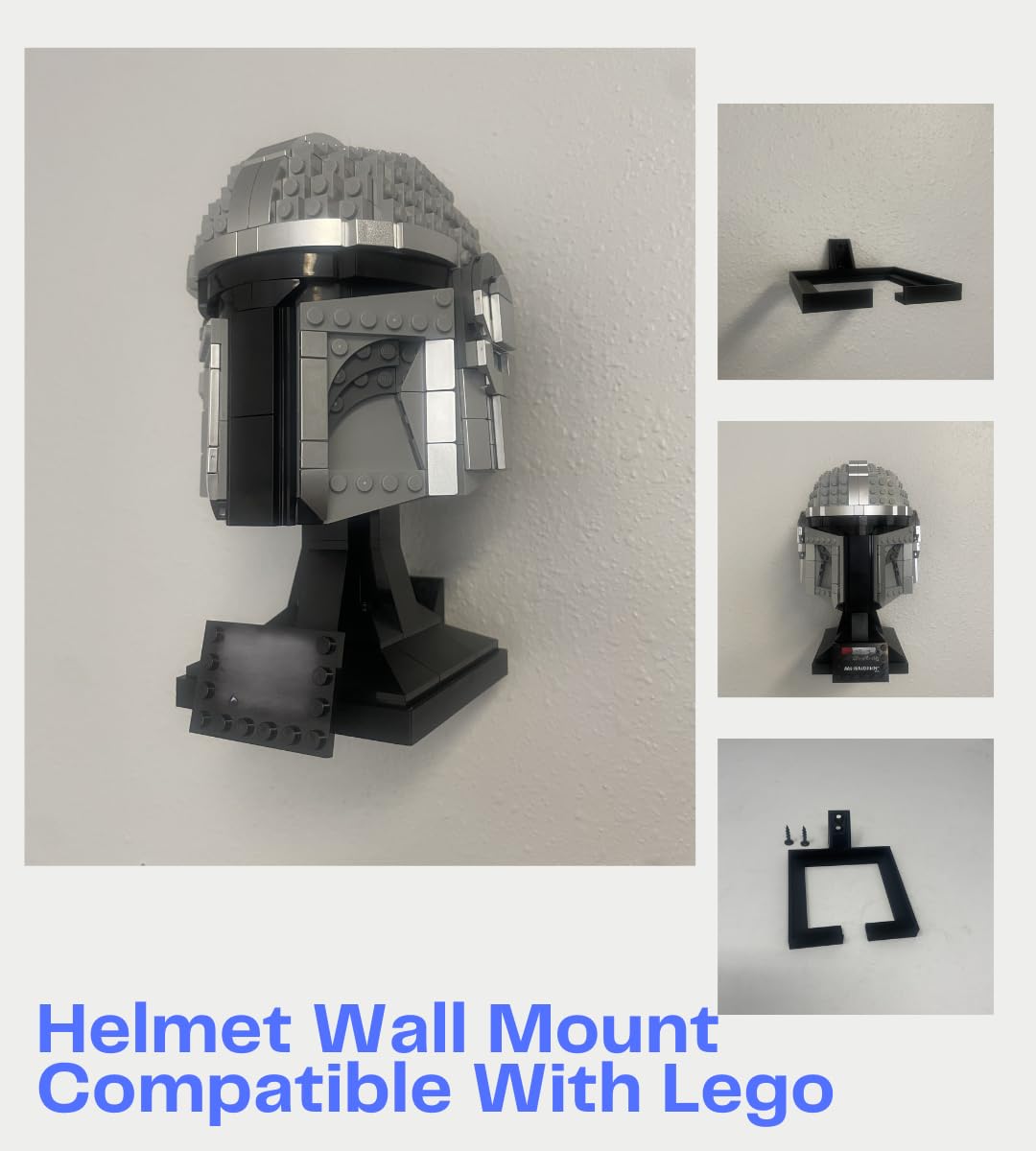 Wall Display Mount Compatible with Lego Star Wars Helmets | Wall Bracket Display for Showcasing Collectibles | Made in USA (Black 4-Pack)
