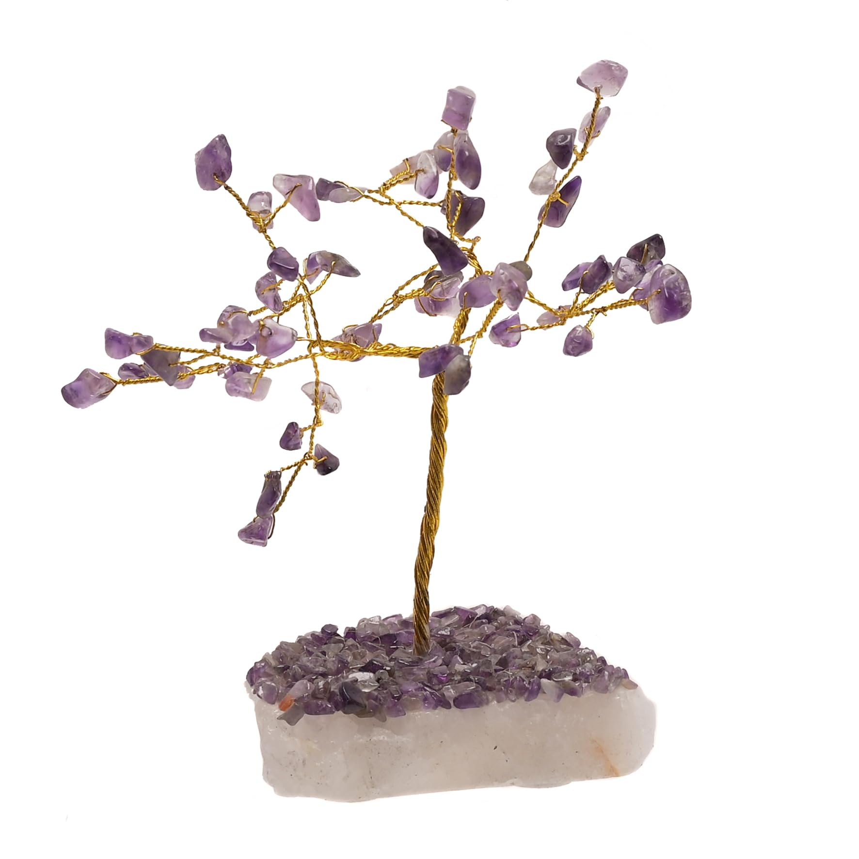 Widdop And Co Purple Sophia Serenity - Gemstone Tree - Geninue Amethyst On White Quartz Base Decorative Ornament - Radiate Positive Energy Gifting & Homeware. H: 11Cm X W: 11Cm X D: 11Cm.