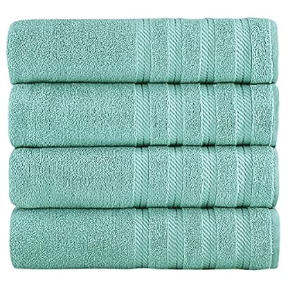 Klassische türkische Handtücher, 4-teiliges Luxus-Badetuch, Hotel- und Spa-Qualität, weiche Badetücher aus 100 % türkischer Baumwolle (Aqua, Badetuch-Set – 4 Stück)