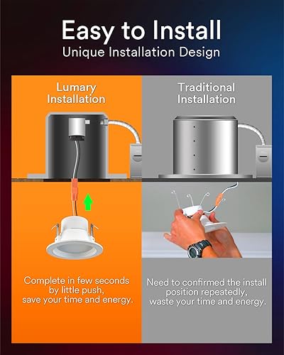 Miniatura 6 de Lumary Luces LED empotrables de 4 pulgadas, luces LED inteligentes de 9 W, 810 lm, cambio de color, iluminación LED empotrada, luces LED empotradas,