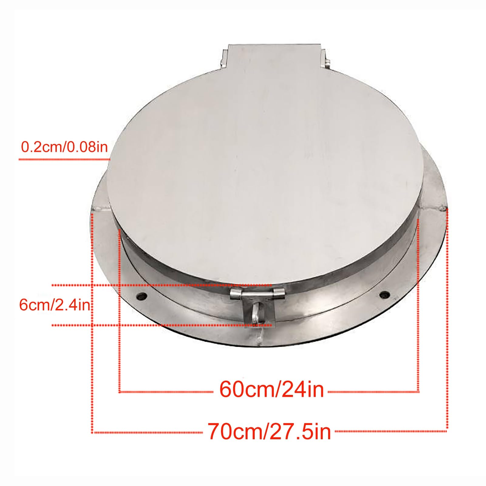 Copertura per pozzetto bloccabile, patta a 90°, copertura rotonda per albero, coperchio di scarico in acciaio inox, copertura di accesso per fognature pesanti (70 cm / 27.5in) per soluzioni di