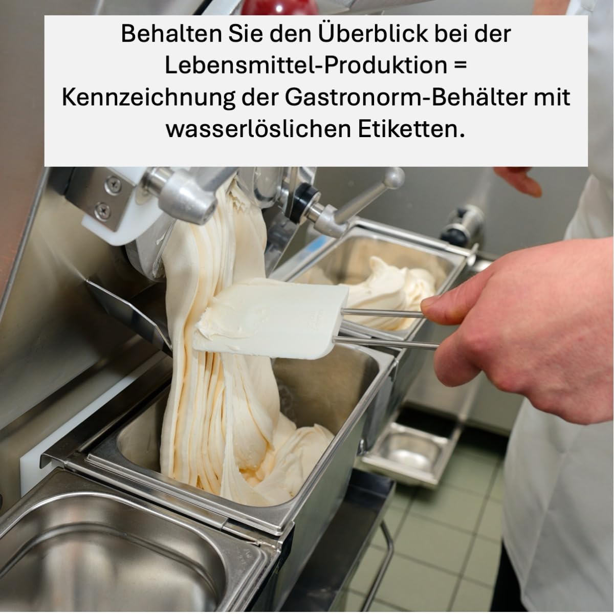 Wasserlösliche Etiketten für Tiefkühler. Ideal für Gastronomie und Großküchen. Selbstklebend und rückstandslos auflösbar. 500 Label, lose auf Rolle. Größe 70 x 35mm