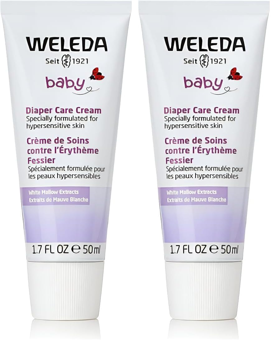 WELEDA Bio Baby Derma Weiße Malve Wundschutzcreme, Naturkosmetik Babycreme für den Schutz und die Regeneration von gereizter Baby Haut, Heilsalbe für die Pflege des Windelbereich (1 x 50ml)