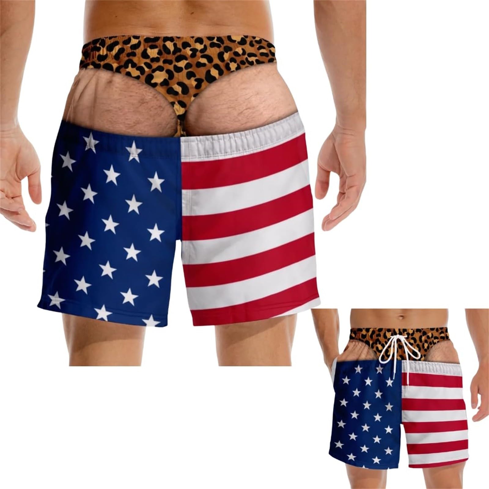CHUNOTU Swimming Shorts Men 2026 Funny Flag Hairy Big Booty Swim Trunks