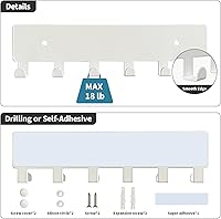 Vista 3 de GTK Soporte para Llaves de Pared, Ganchos para Llaves con 6 Ganchos, Soporte para Llaves Montado en la Pared para Pasillo, Estante para Llaves Blanco