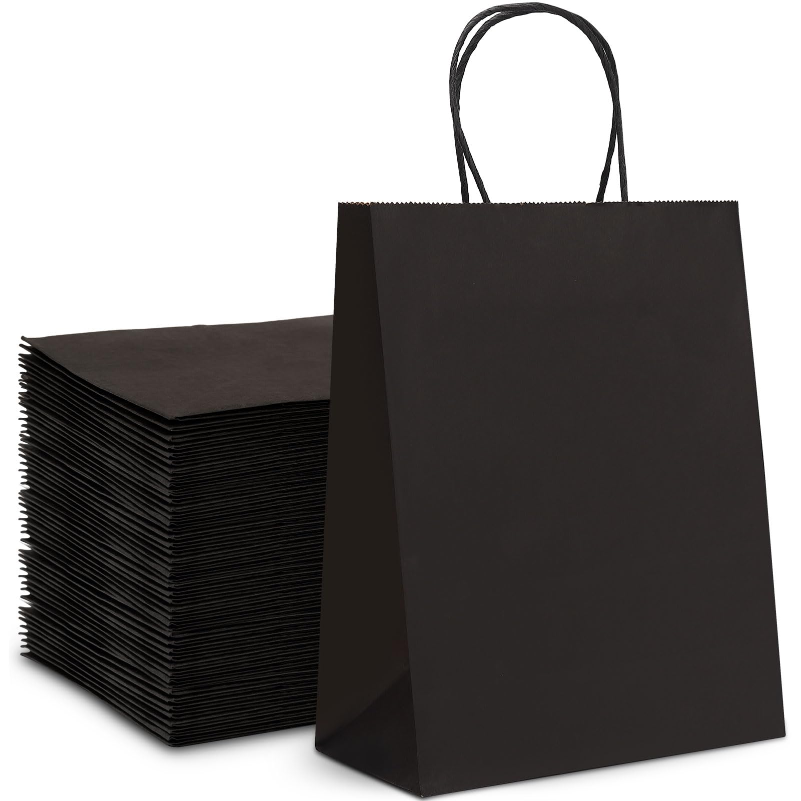 HAUSPROFI 25 bolsas de papel, bolsas de transporte con asas fuertes torceduras, bolsas Kraft, negras, 27 x 21 x 11 cm, espesan 130 g/m²