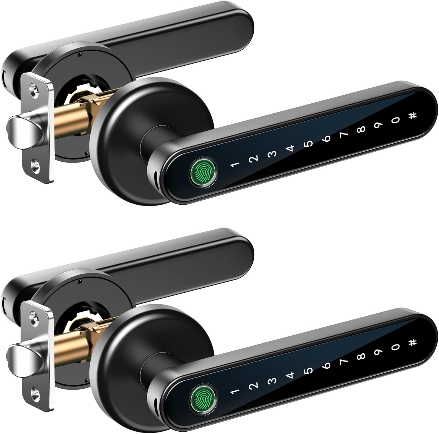 IRONZON 2PACK Fingerprint Door Lock Door Knob with Keypad Keyless Entry Door Lock with Handle for Home Hotel Office Apartment