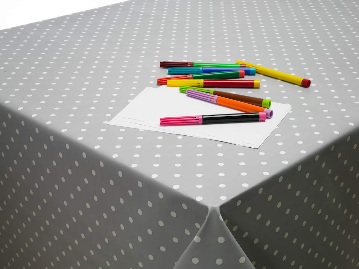 Jolee Tablecloths Small Dot Grey Pvc Vinyl Jolee Fabrics Wipe Clean Tablecloth 140Cm X 140Cm (55" X 55") Square