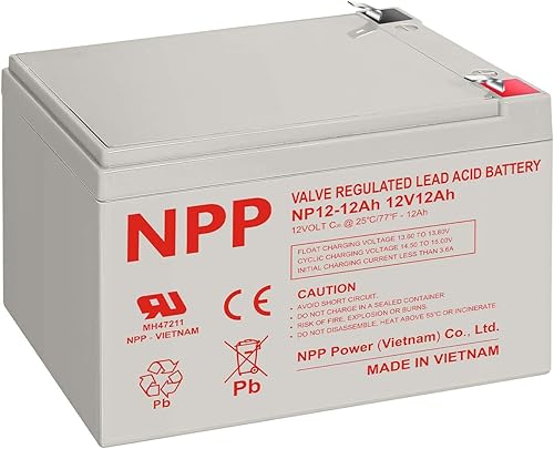 NPP Batería AGM SLA recargable de 12 V 12 Ah con terminales F2 para UPS, sistema de seguridad, iluminación de emergencia, alarma de incendios,