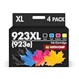 923e 923 923XL Ink Cartridges Combo Pack: Replacement for HP 923XL 923 Ink Cartridges for Printers OfficeJet Pro 8130e 8135e 8138e 8125 8120 8122 8124 (4 Pack Black Cyan Yellow Magenta with Chip)