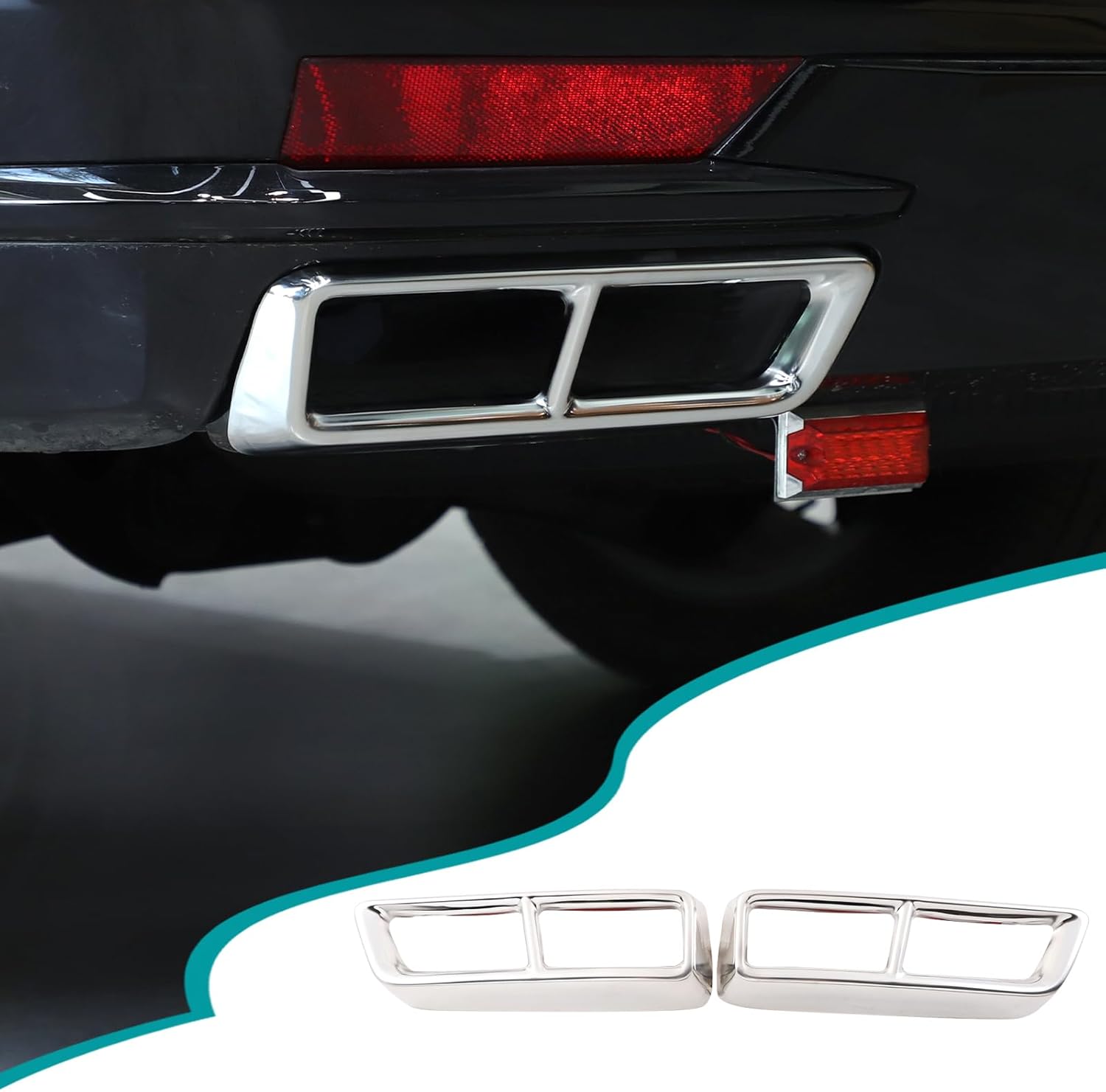 Car Exterior Exhaust Pipe Mufflers Cover Rear Bumper Cylinder Exhaust Pipe Cover Decorate Compatible with Cadillac Escalade 2021-2024，Tail Throat Trim Accessories (Black)