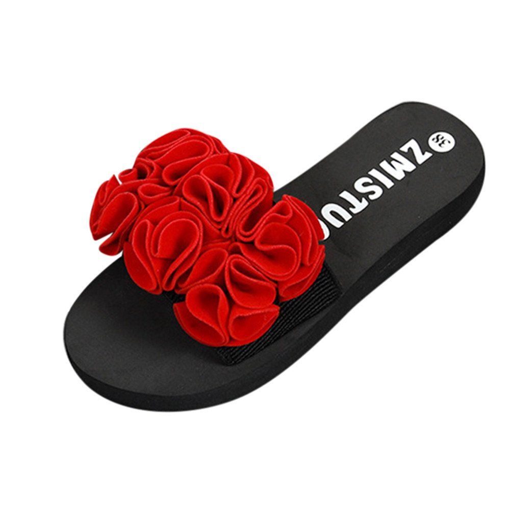 Indoor Slipper Flip-Flops Shoes Summer Outdoor Beach Flower Sandals Women Womens Womens Rubber Flip Flops Size 6 Red