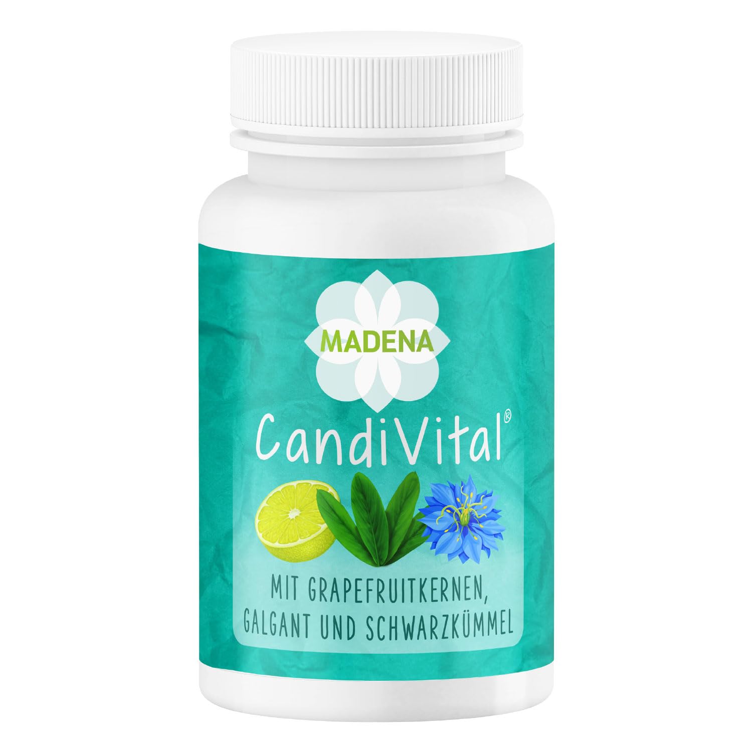 MADENA CandiVital, natürlicher Phyto-Komplex, geeignet bei Candida albicans Candidose Hefepilzinfektion*, mit Caprylsäure hochdosiert, Oregano, Grapefruitkernen und Schwarzkümmel