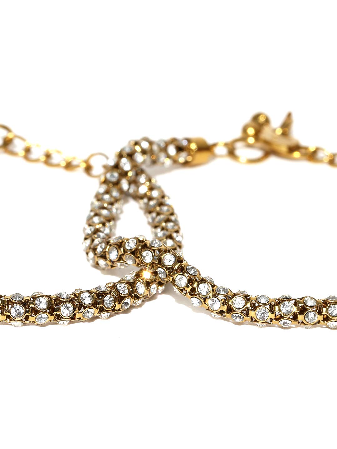 American Diamond Studded Brass Anklet Pair