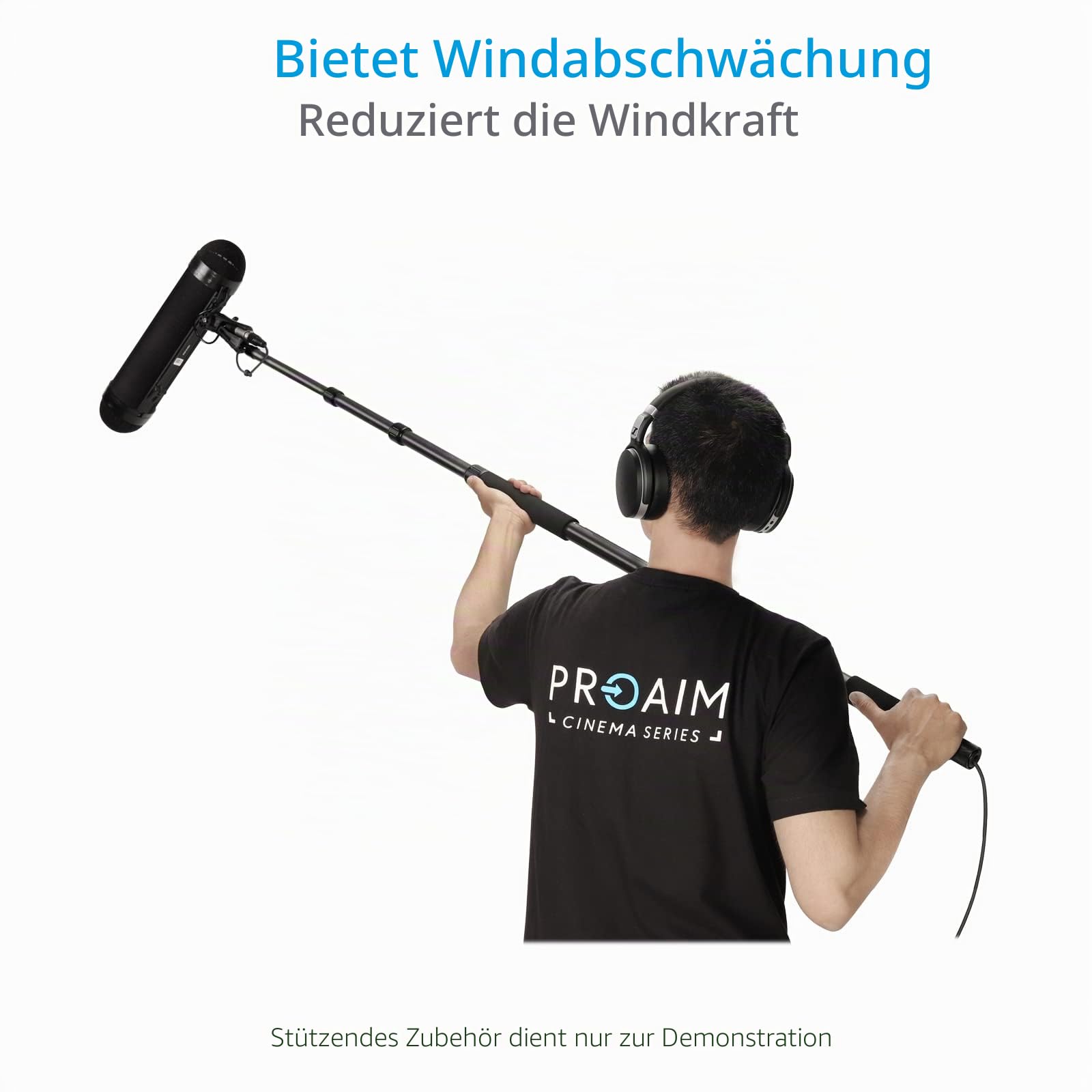PROAIM BMP40 R Blimp Mikrofon-Windschutz für professionelle Aufnahmen | 40 cm Blimp mit Stoßhalterung, Windjammer-Abdeckung und Pistolengriff für klare Audio- und Windgeräuschreduzierung.