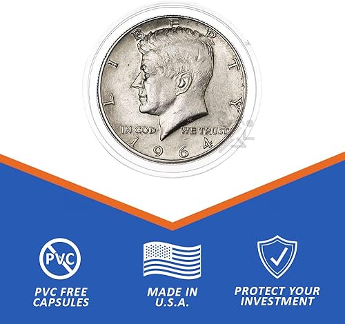 Miniatura 4 de 1 soporte airtite Coin Storage Contenedor & 20 Direct Fit T-30 Air-Tite Coin titular Cápsulas para la mitad Dólares