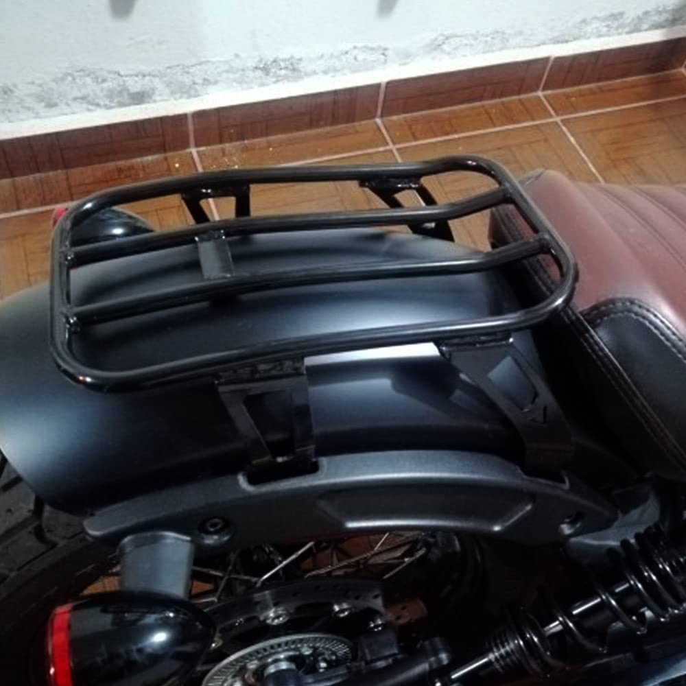 Stahl Kotflügel hinten Bolt auf Solo Gepäckträger für In-di-an Scout Bobber 2018-2019 2020 2021Motorrad-Zubehör Bright Black Motorrad Gepäckträger (Color : Schwarz)