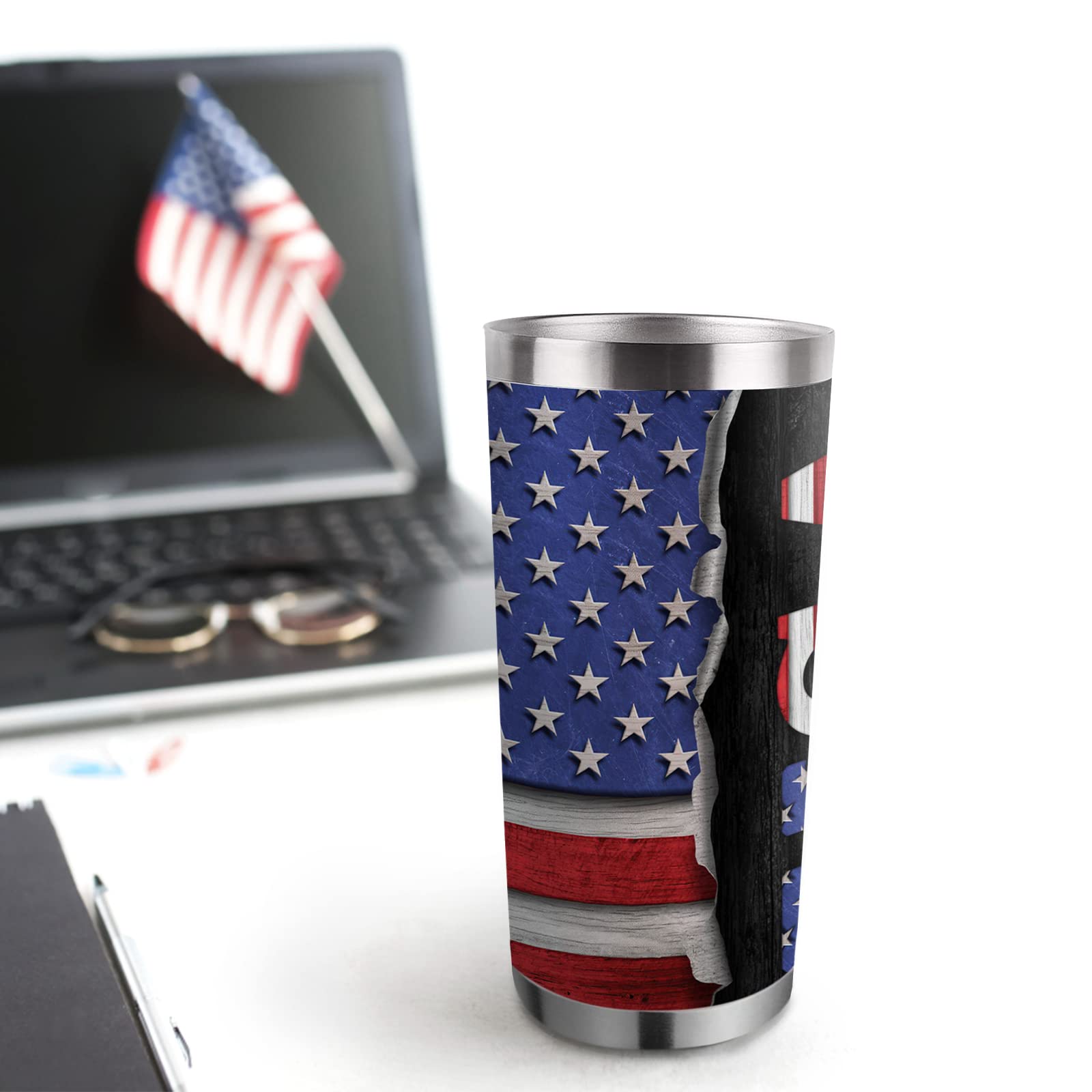 Isolierbecher Mit USA-Flagge Design, 590 Ml Edelstahl – Inkl. Deckel & 2 Strohhalmen – Perfekt Für Unterwegs