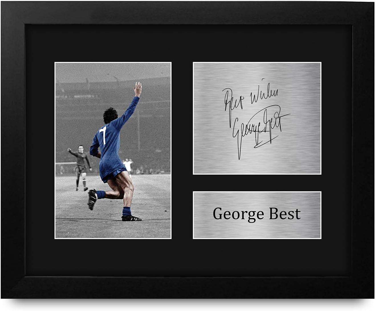 HWC Trading George Best 16 x 12 inch (A3) Printed Gifts Memorabilia Signed Autograph Photograph Display for Football Fans and Supporters - 16" x 12" Framed