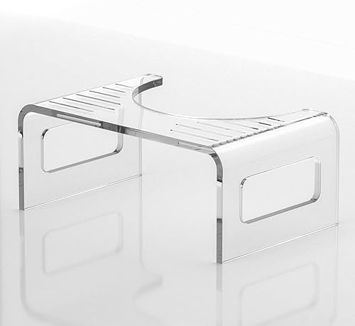 Miniatura 7 de AmazerBath Taburete de inodoro acrílico de 7 pulgadas, taburete de baño transparente para adultos, diseño moderno, antideslizante, fuerte carga