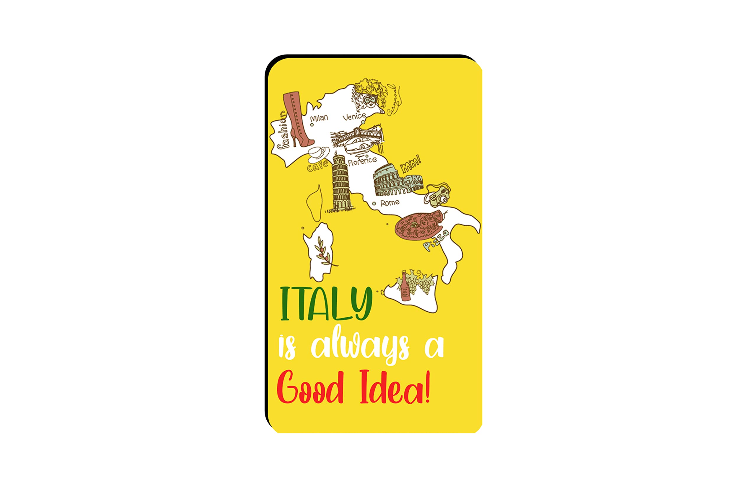 AVI Rubber Rectangular Fridge Magnet Yellow Italy Europe Travel Souvenir Design RFM00116