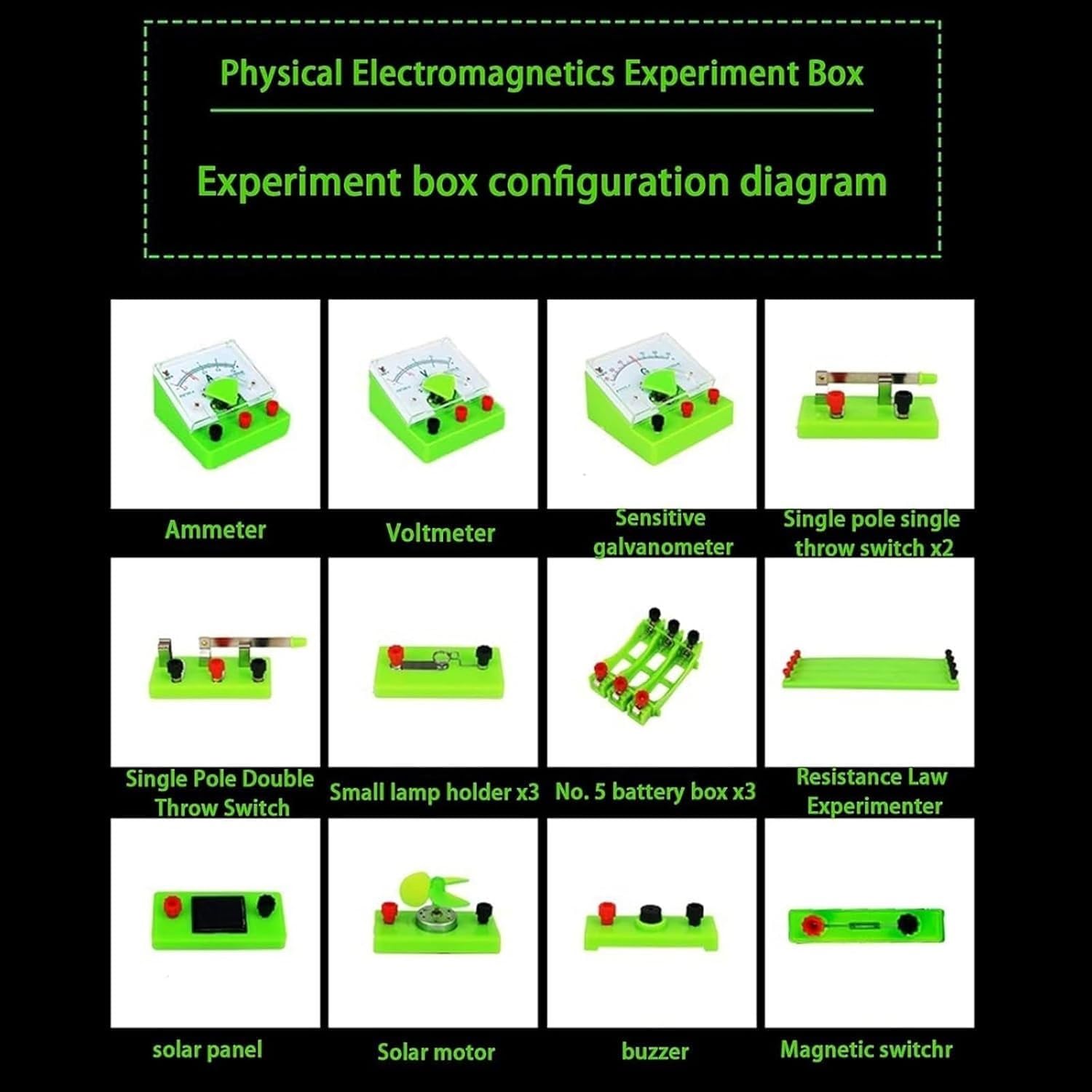 Kit for esperimenti sull'elettromagnetismo Fisico, Set di circuiti a Lampadina, Serie e Modello di Motore a energia Solare for la misurazione della Corrente