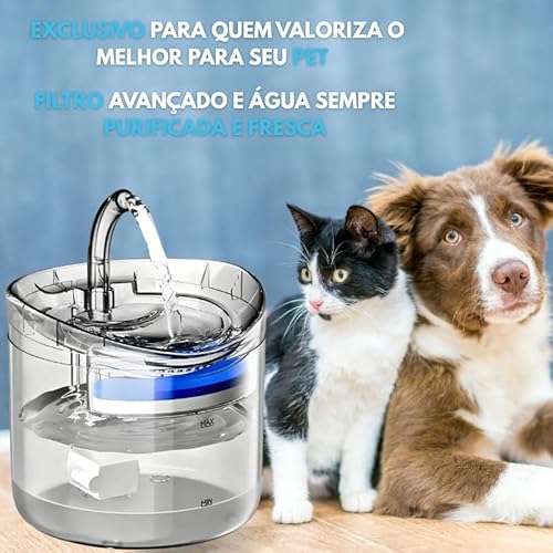 Fonte Bebedouro Premium 2L Elétrico com Filtro Atomático para Pets – Água Corrente, Purificada e Sil