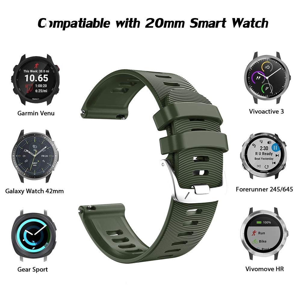 Cinturino Silicone Garmin 20mm Cinturino Di Ricambio In Silicone Per Garmin Vivomove HR - Larghezza 20mm, Impermeabile, Vari Colori Braccialetto Fitness Morbido Resistente Acqua