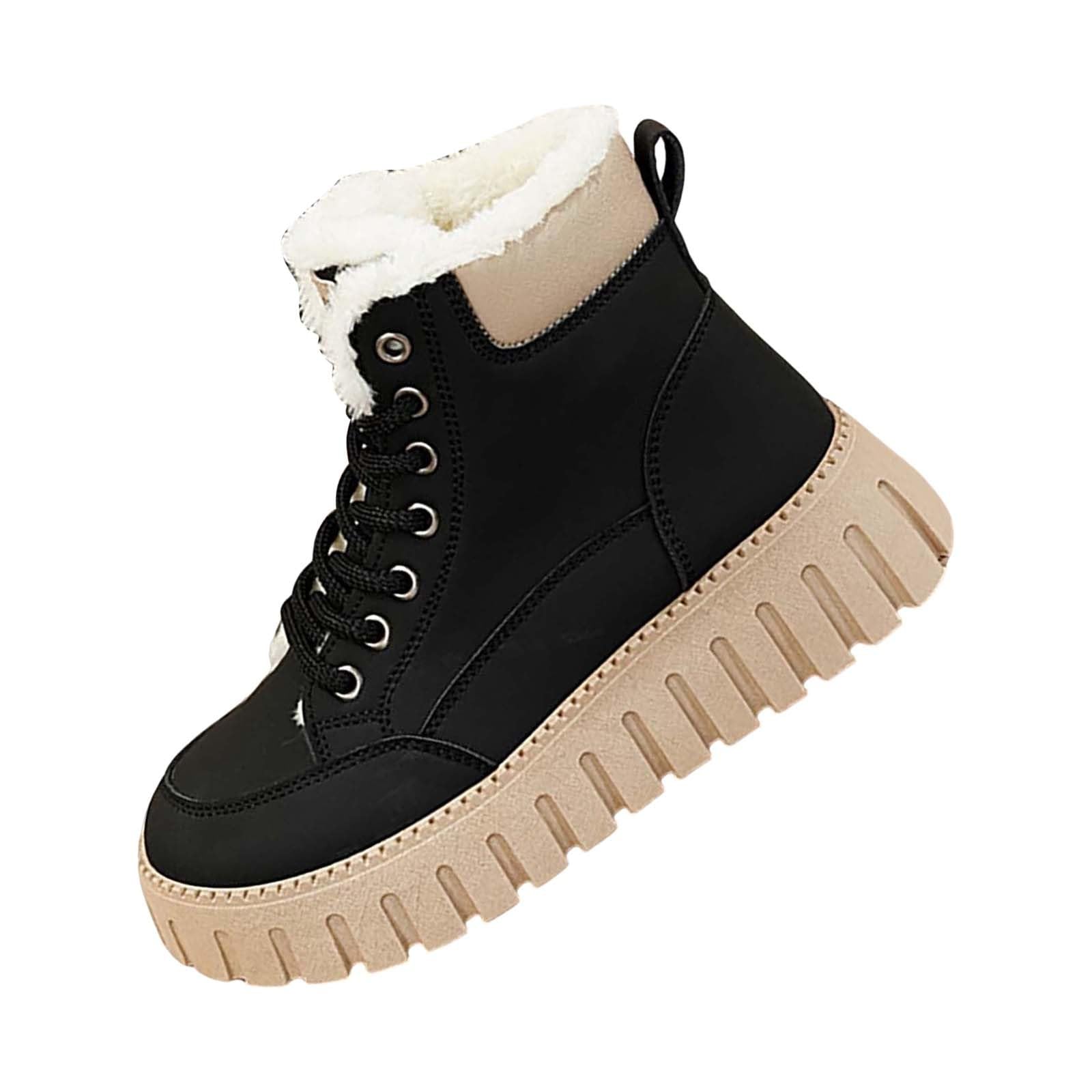 Bottines pour femme - En cuir - Bottes à lacets imperméables - Confortables - Antidérapantes - Légères - Pour motard - Bottes d'hiver courtes