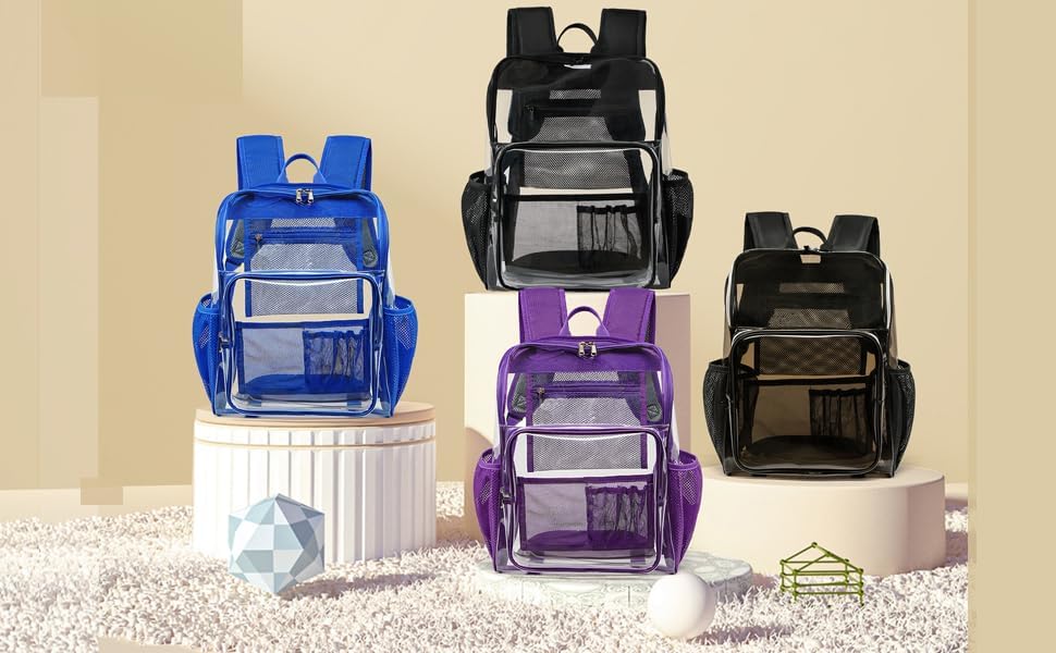 Clear Backpack for School Large Clear Bookbag with Multi-Pockets PVC Transparent Backpack for Boys Girls, Black - Image 9