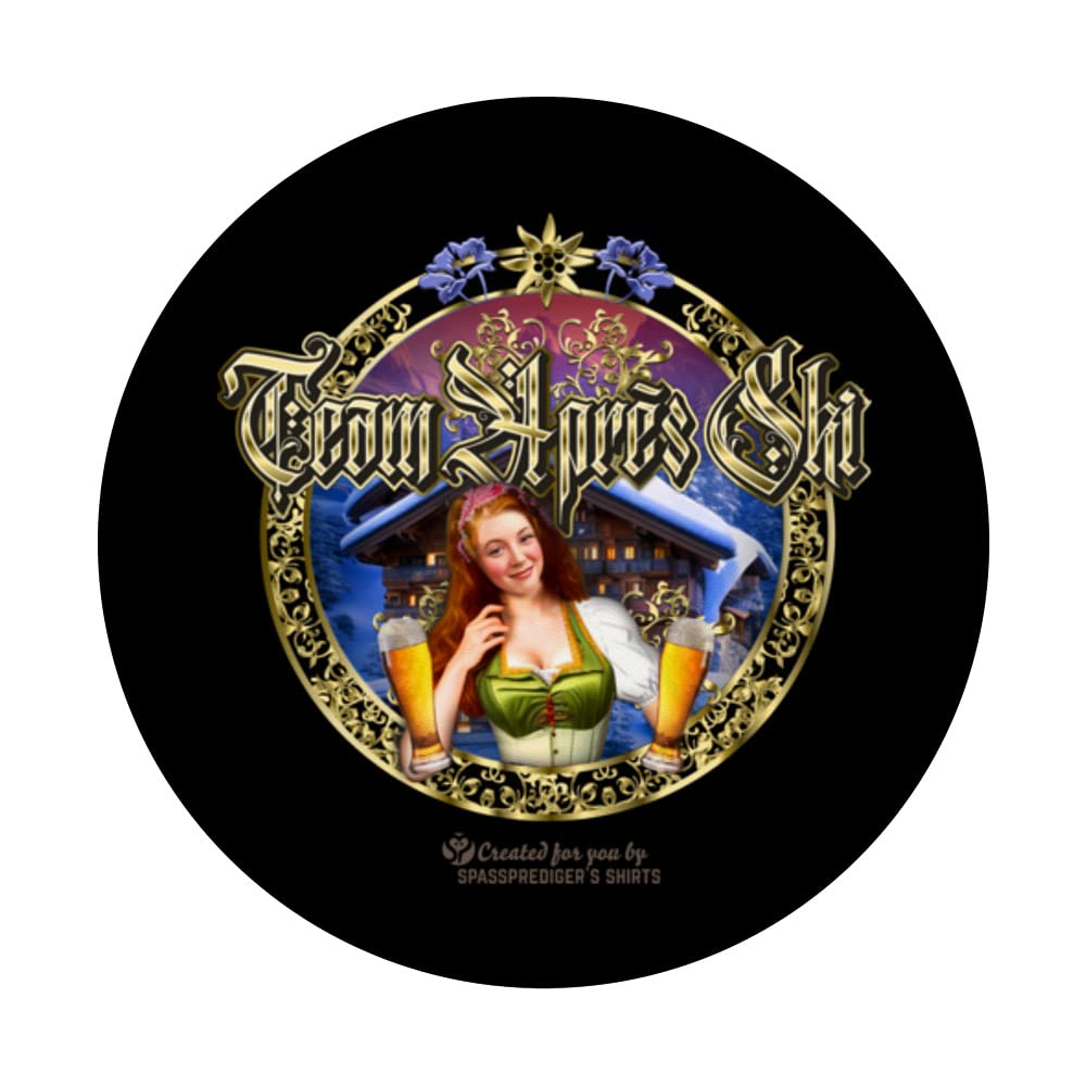 Après Ski Design Chalet Girl in Dirndl Dress Team Après Ski PopSockets Swappable PopGrip, Black - Image 3